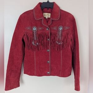 Scully Red Suede Fringe Leather Jacket (SIZE LARGE)